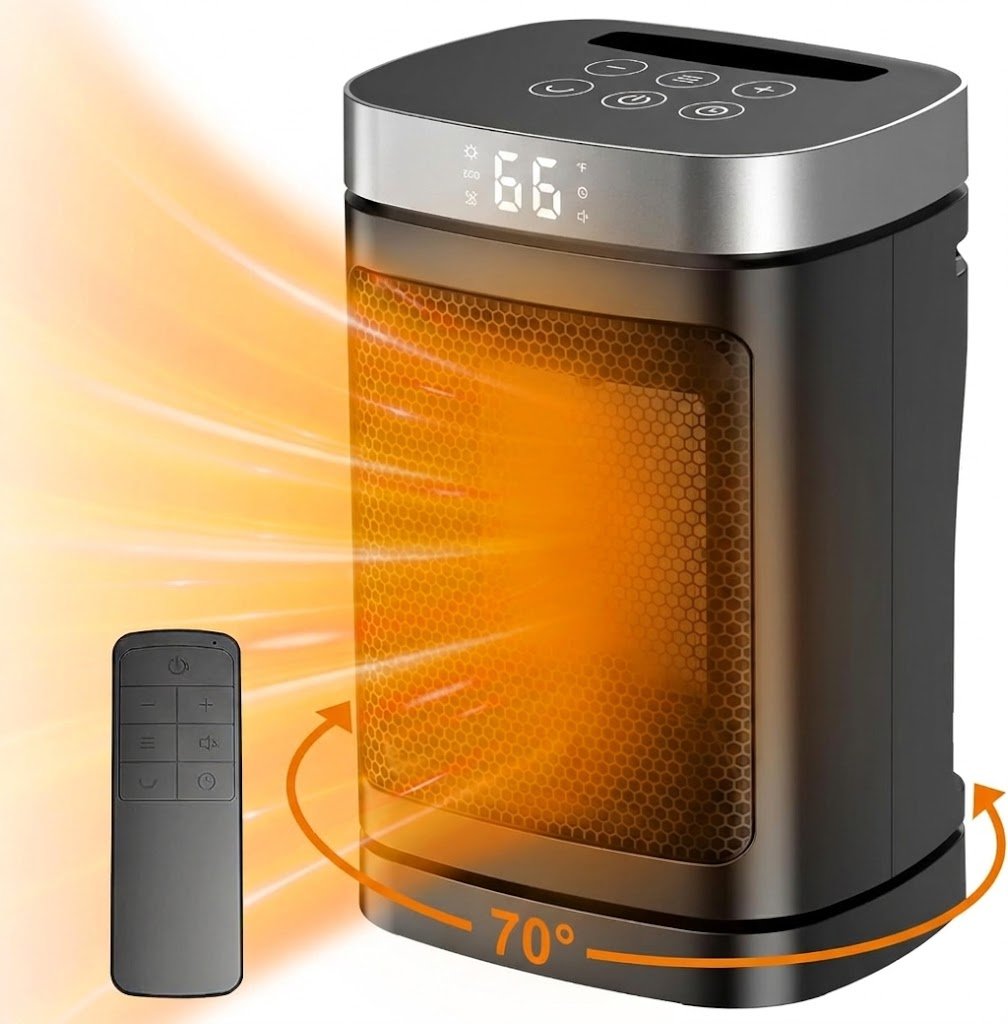 Portable 1500W PTC Space Heater with Remote and Timer
