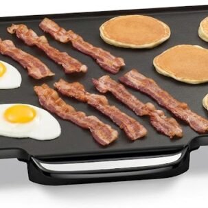 22-Inch Electric Griddle with Removable Handles, Black