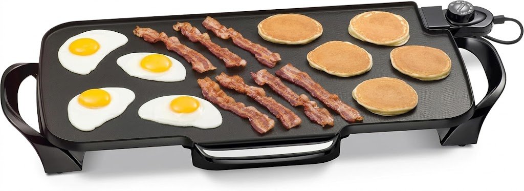 22-Inch Electric Griddle with Removable Handles, Black