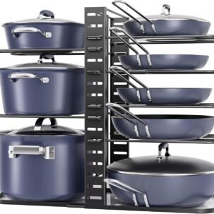 Adjustable 8-Tier Under Cabinet Pot and Pan Organizer 14.55 Inch