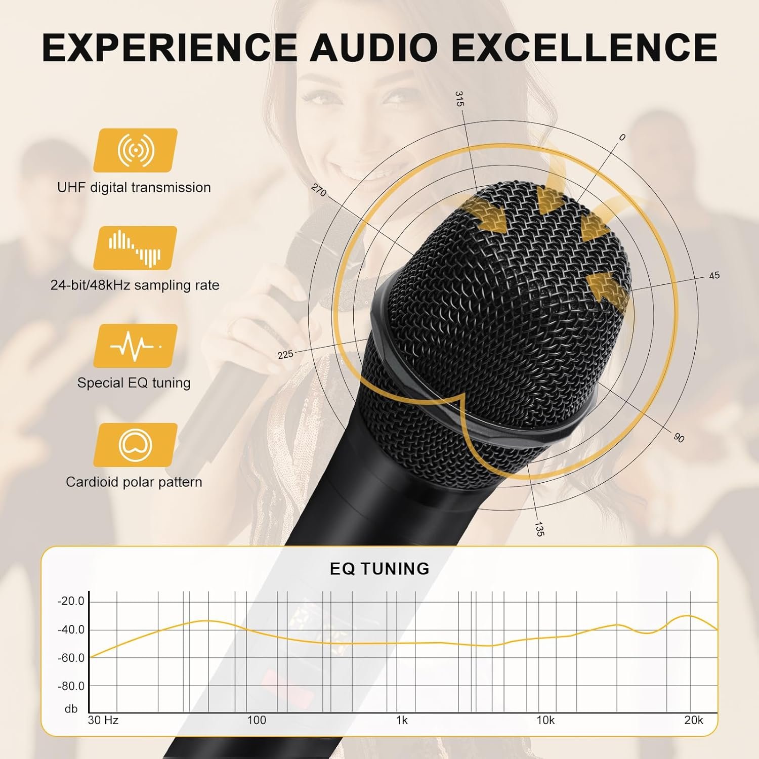 4-Channel UHF Wireless Microphone System for Karaoke, Singing, Events - Image 2