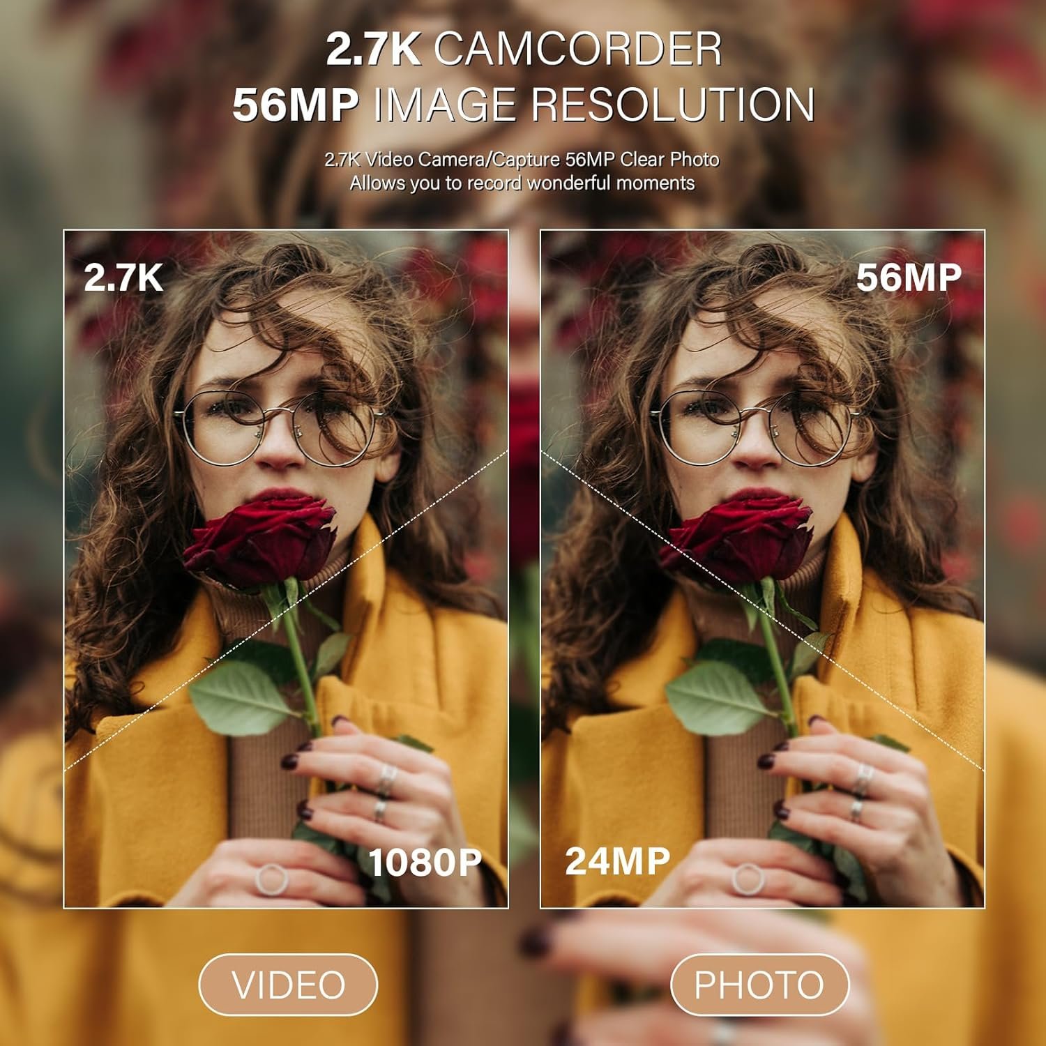 2.7K Vlogging Camera 56MP Camcorder with LED Fill Light - Image 2