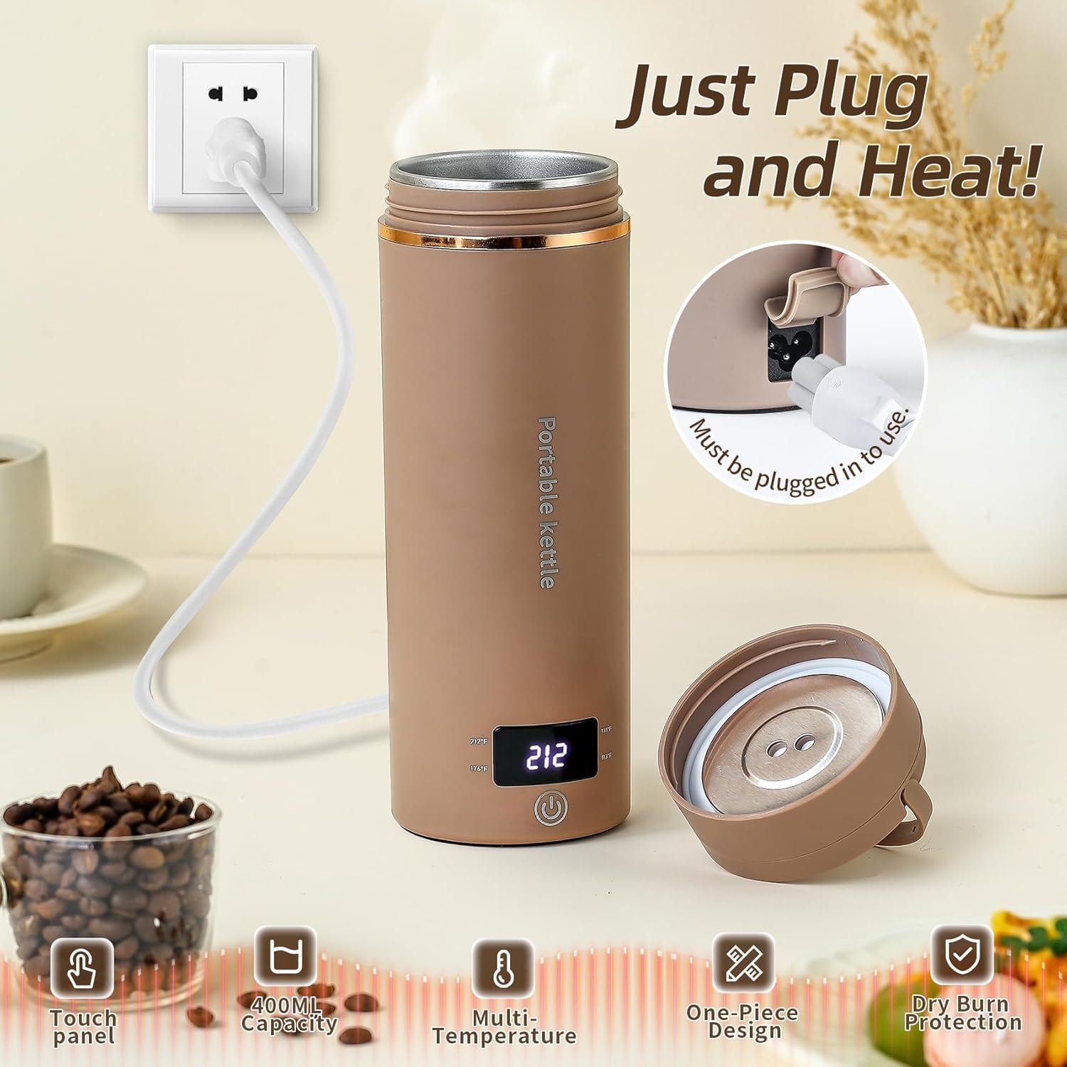 Portable Travel Electric Kettle with Temperature Control 400ml - Image 2