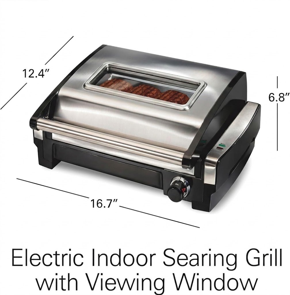 Electric Indoor Searing Grill with Adjustable Temperature and Nonstick Grate - Image 2