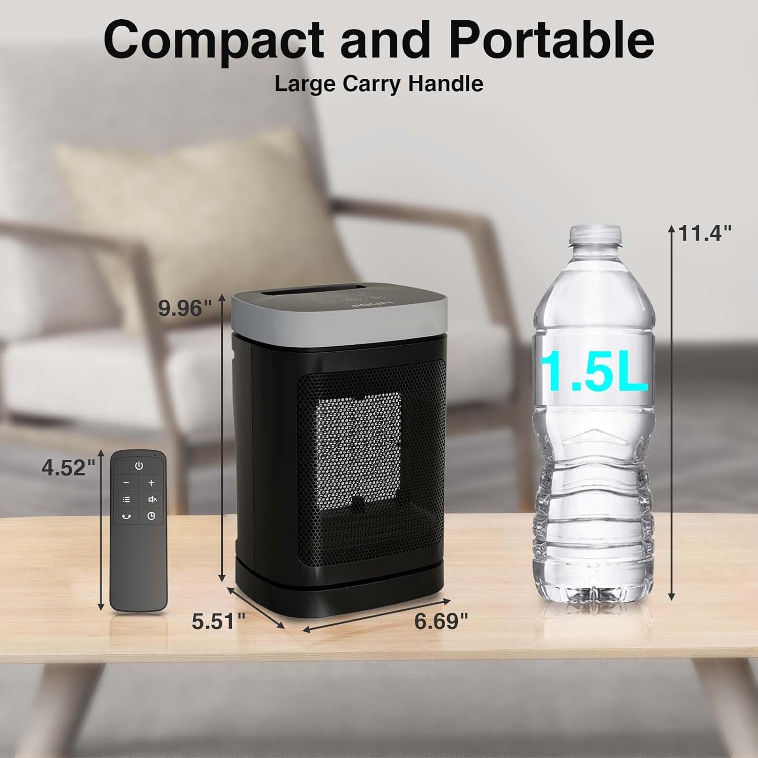 Portable 1500W PTC Space Heater with Remote and Timer - Image 4