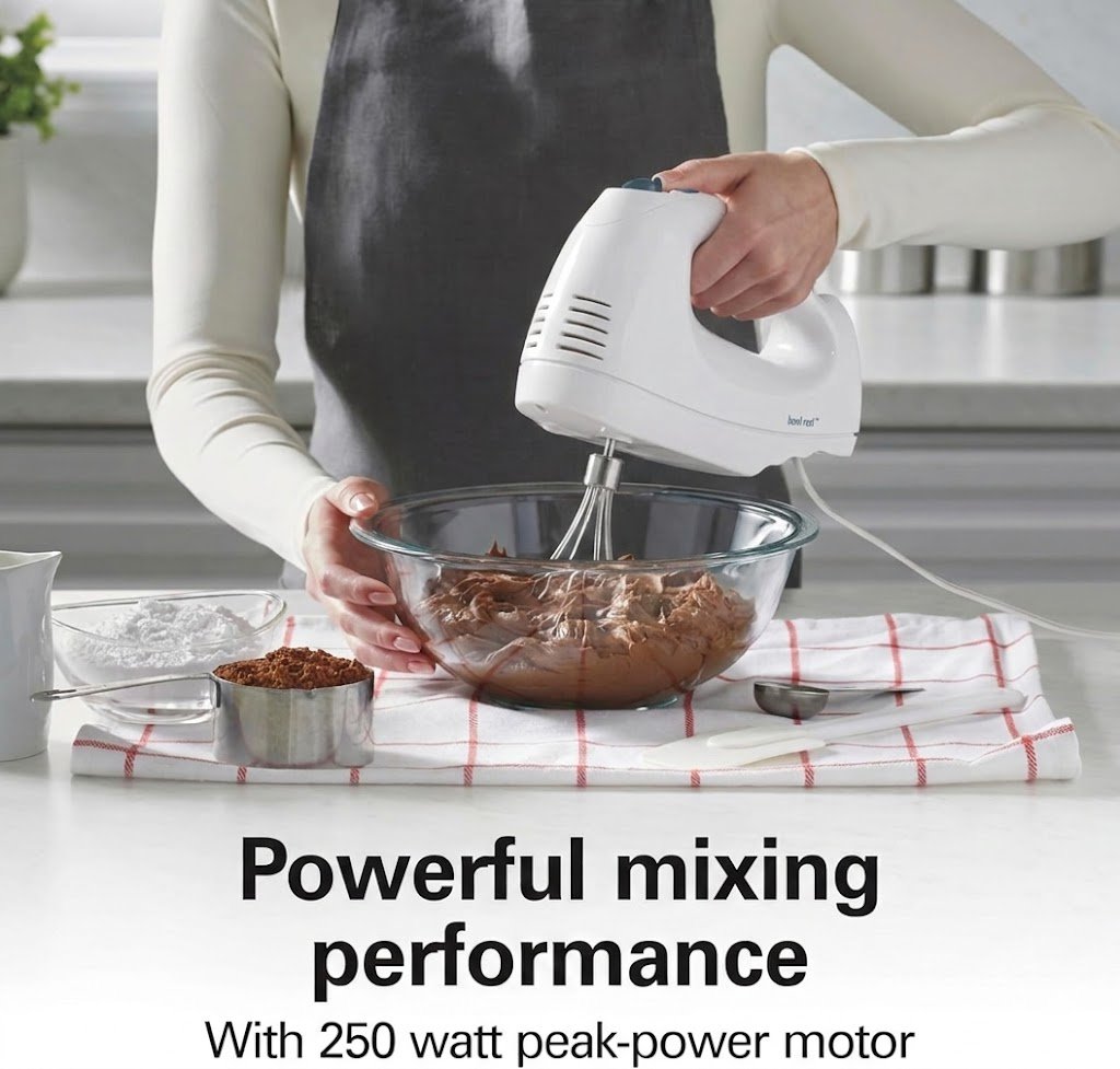 6-Speed Electric Hand Mixer with Whisks and Snap-On Case - Image 2