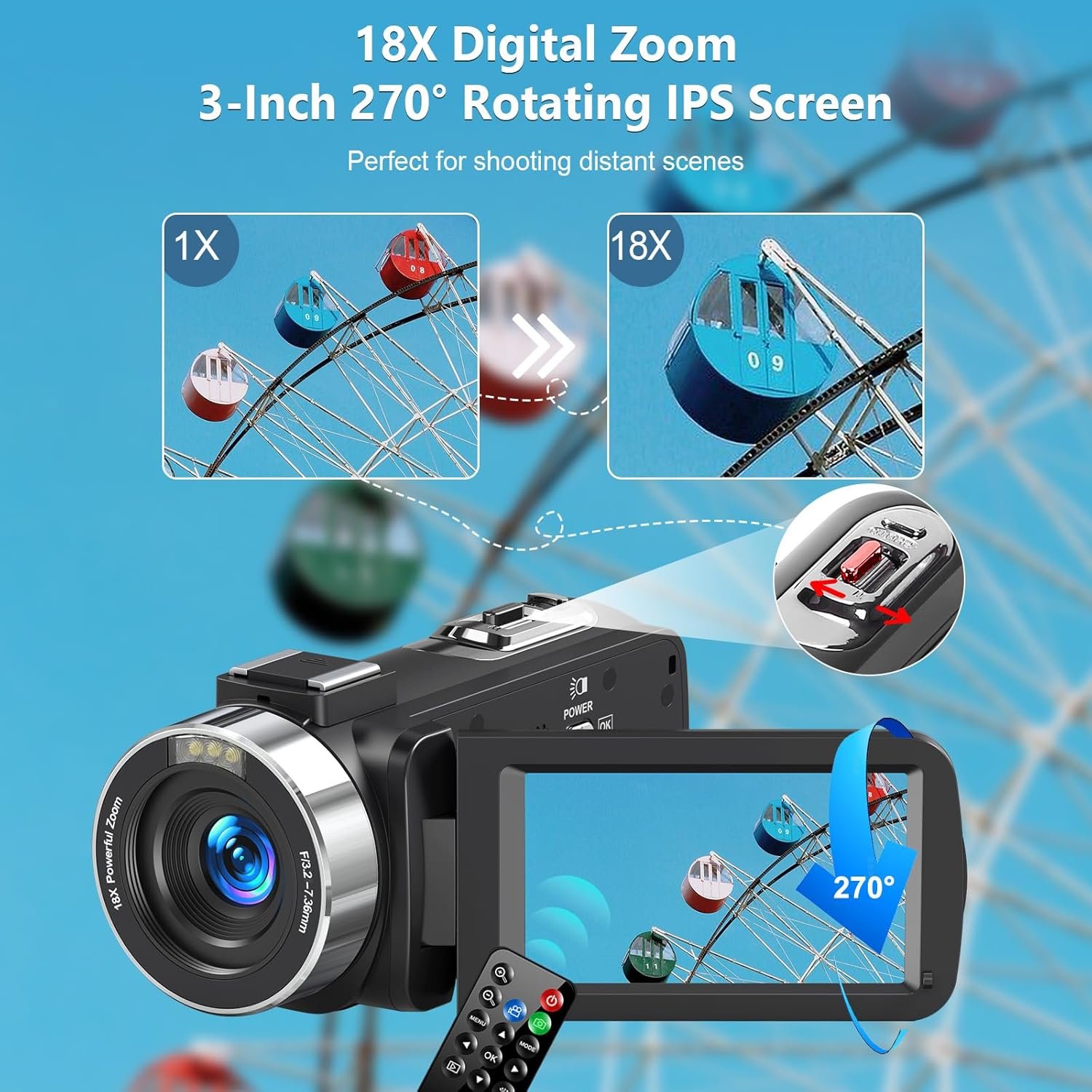 4K Vlogging Camcorder 80MP Video Camera with Night Vision - Image 3