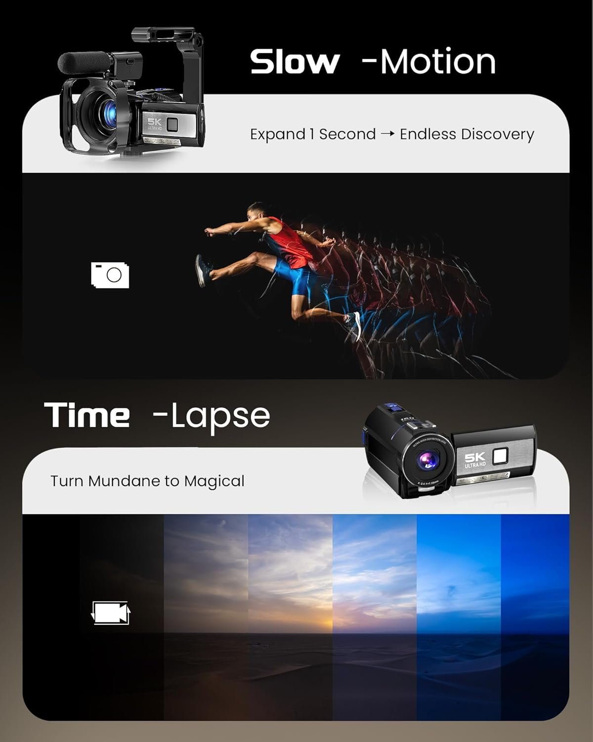 5K Vlogging Camera 64MP Camcorder with Night Vision & WiFi - Image 3