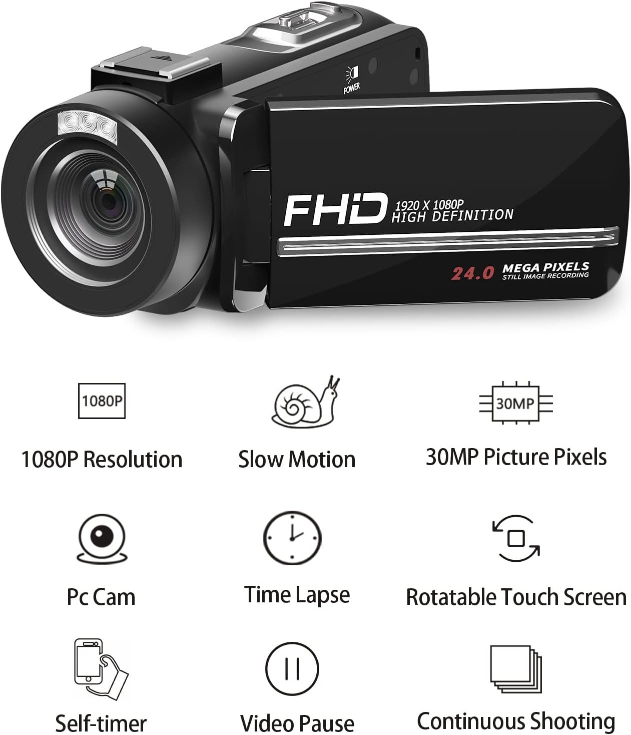 1080P Vlogging Camera 30MP Camcorder with Night Vision & Accessories - Image 3