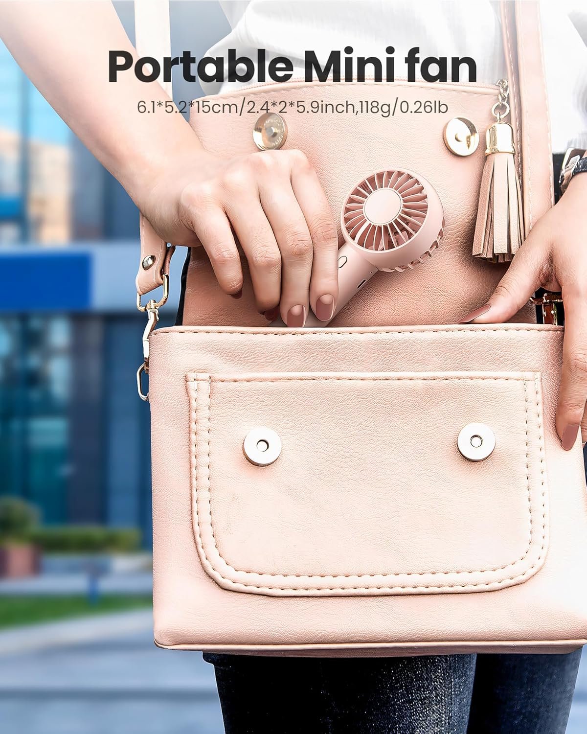 Mini Portable Handheld Fan USB Rechargeable 3-Speed - Image 3