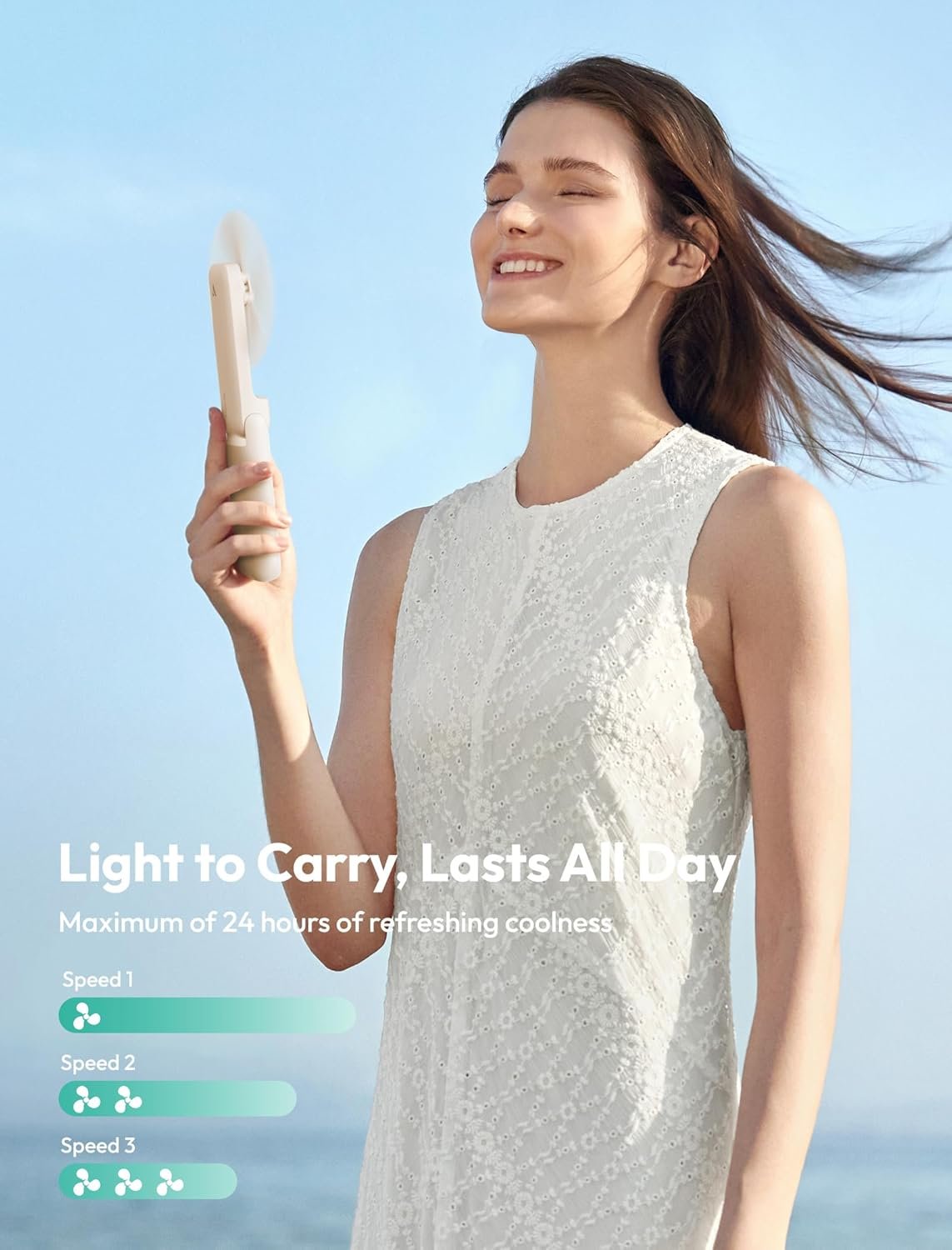 Slim USB Rechargeable Handheld Mini Fan for Travel - Image 3