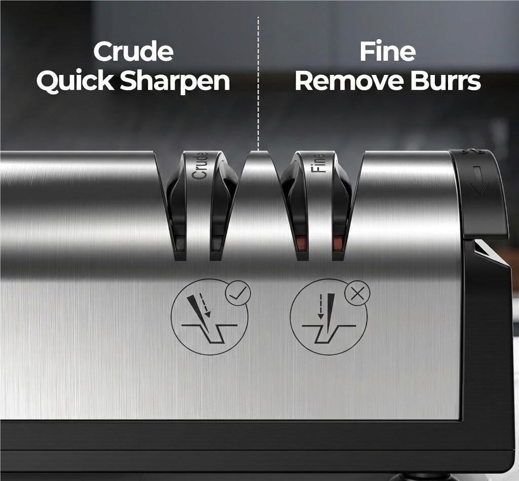 2-Stage Electric Knife Sharpener with Scissors Slot and Dust Box - Image 3