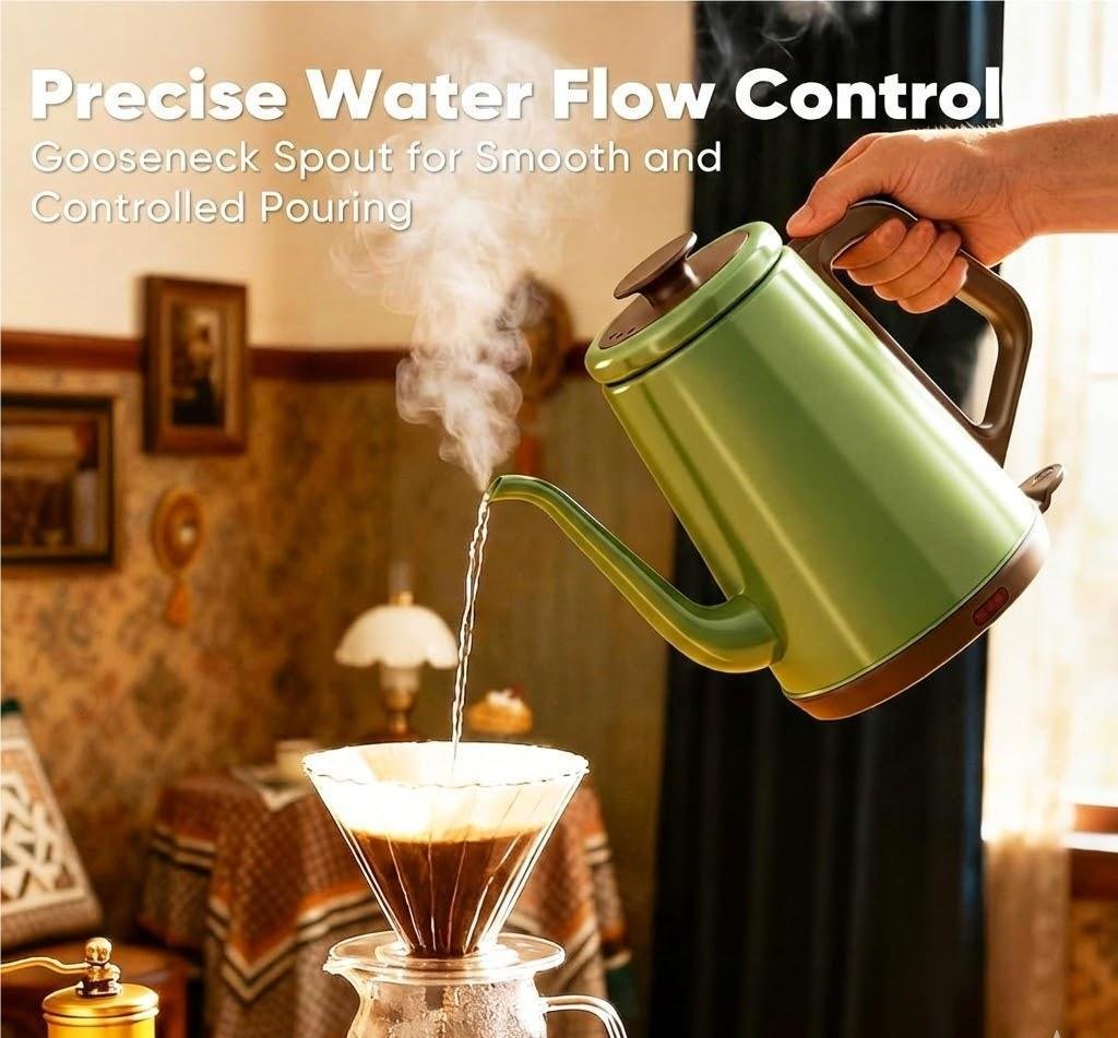 1L Gooseneck Electric Kettle Stainless Steel BPA-Free Pour Over - Image 3