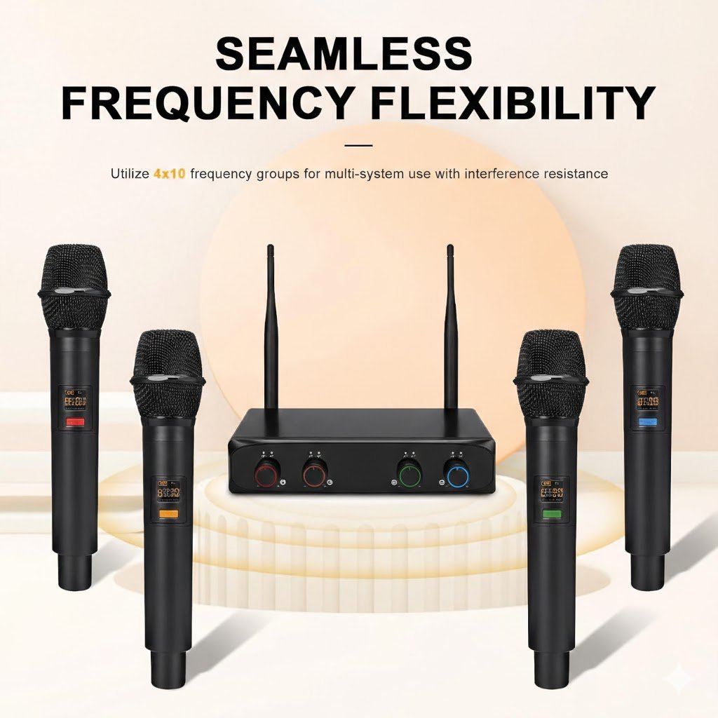 4-Channel UHF Wireless Microphone System for Karaoke, Singing, Events - Image 4