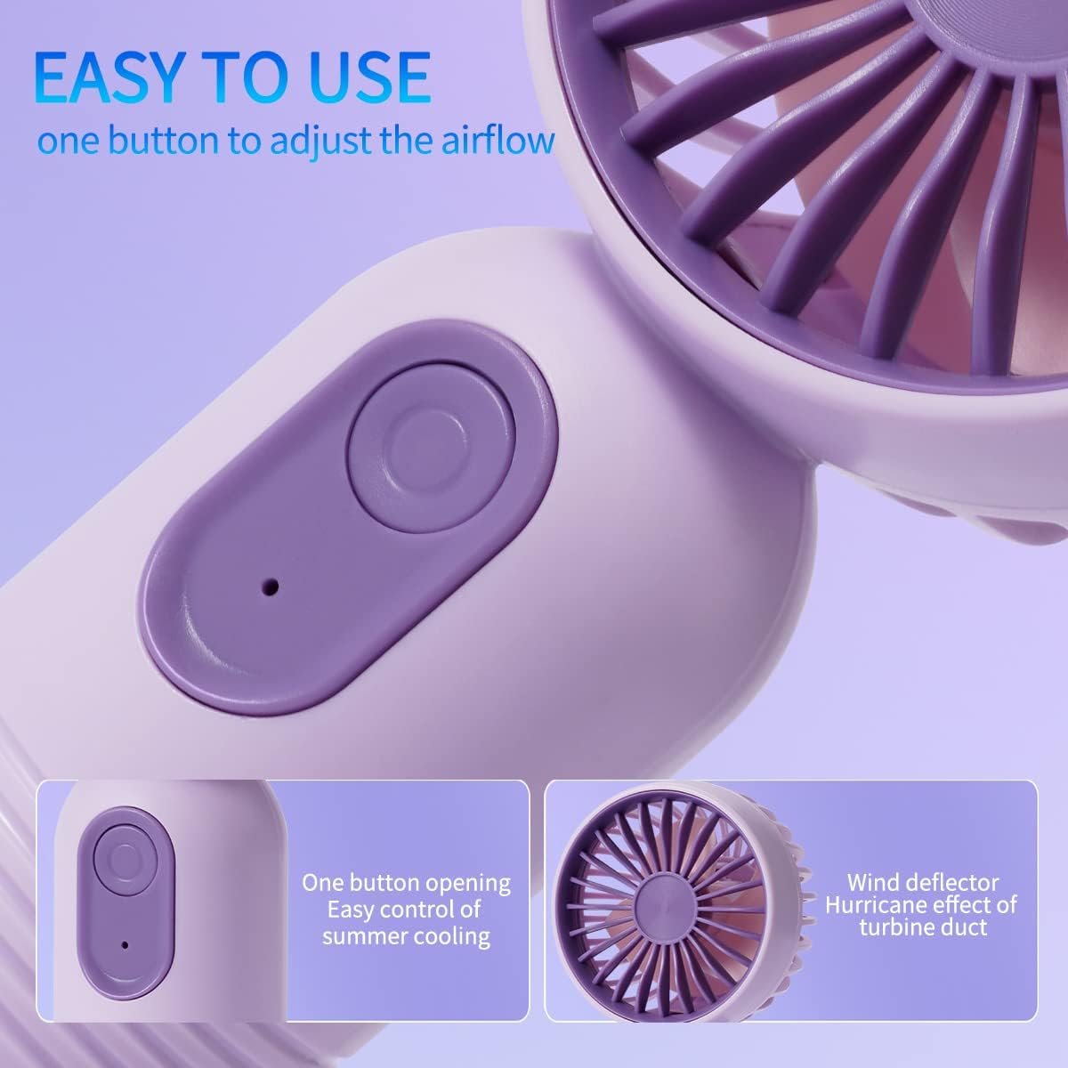 Mini Portable Handheld Fan 3-Pack USB Rechargeable - Image 4