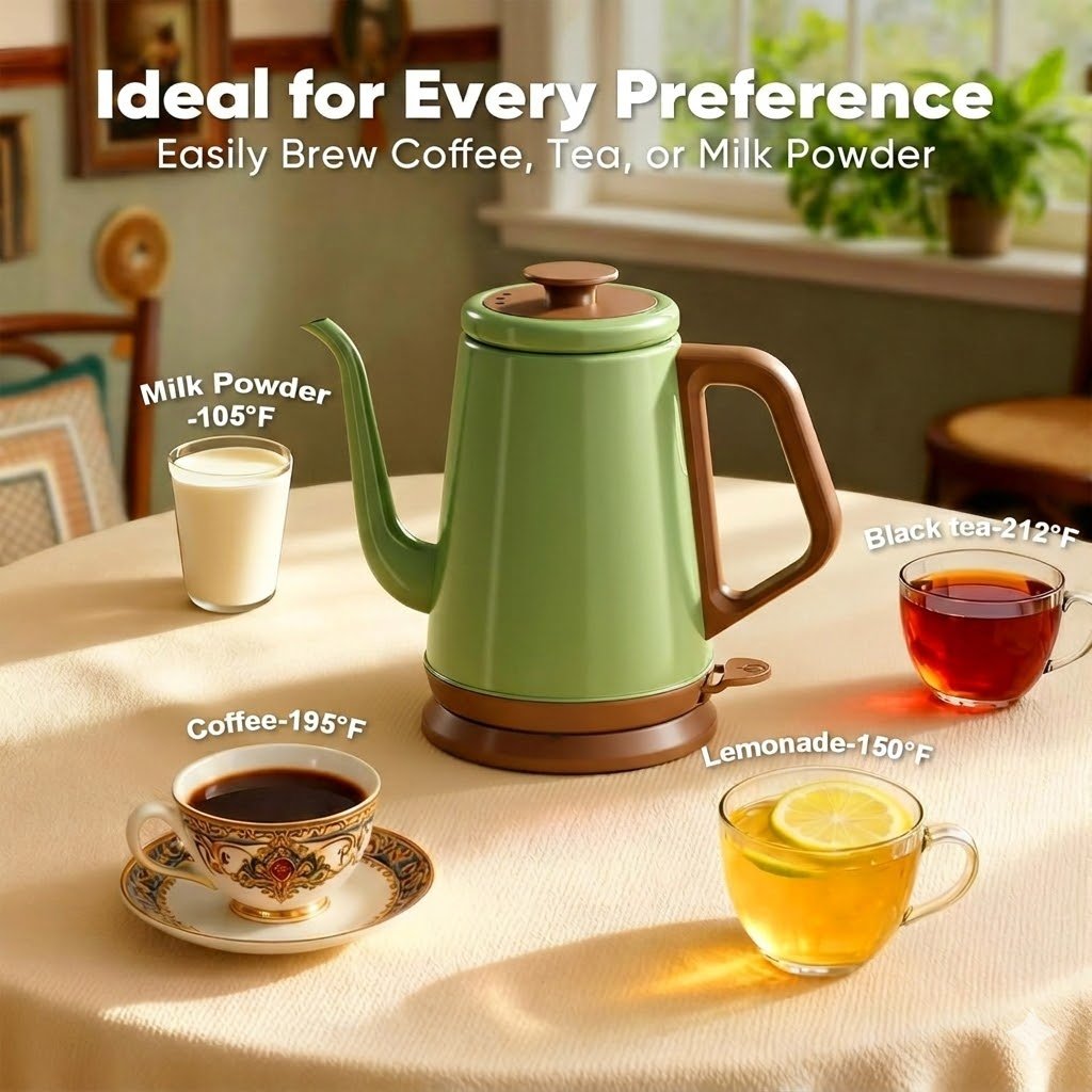 1L Gooseneck Electric Kettle Stainless Steel BPA-Free Pour Over - Image 4