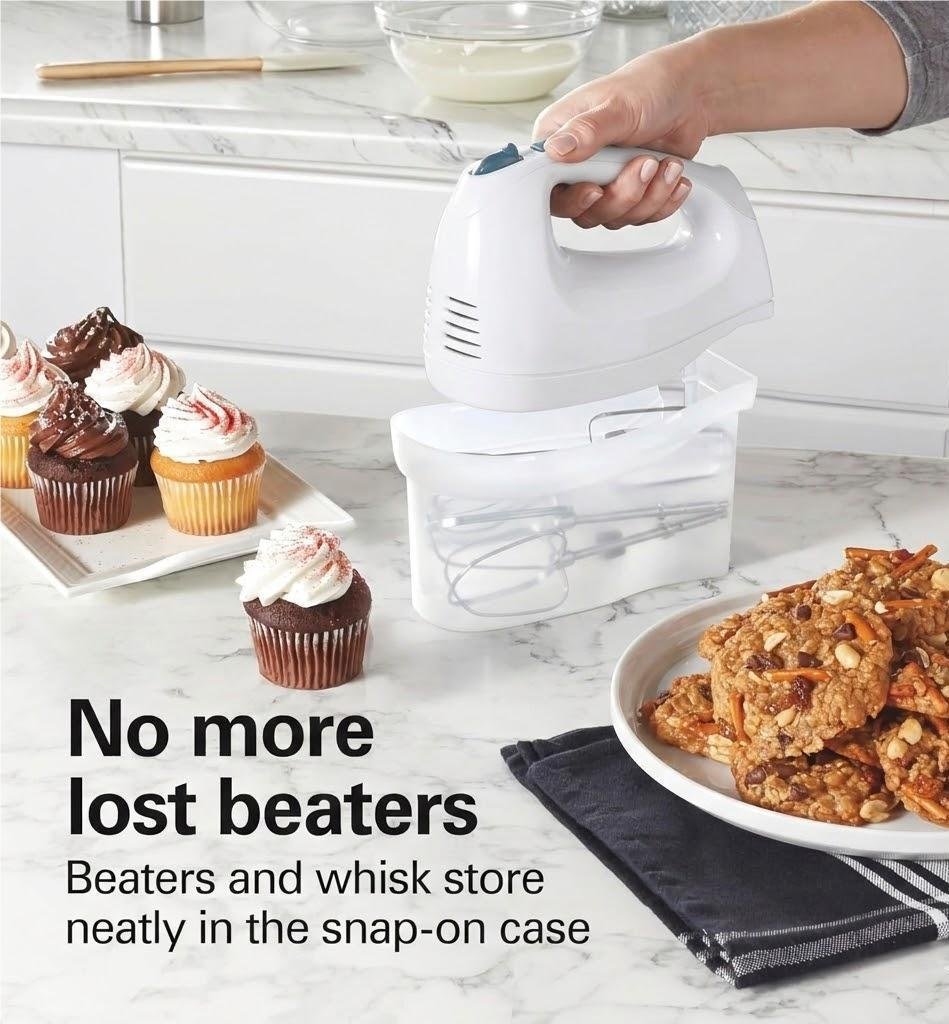 6-Speed Electric Hand Mixer with Whisks and Snap-On Case - Image 4