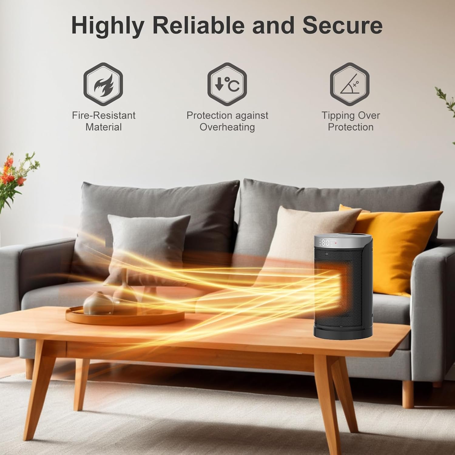 Portable 1500W Electric Space Heater with Thermostat and Remote - Image 4