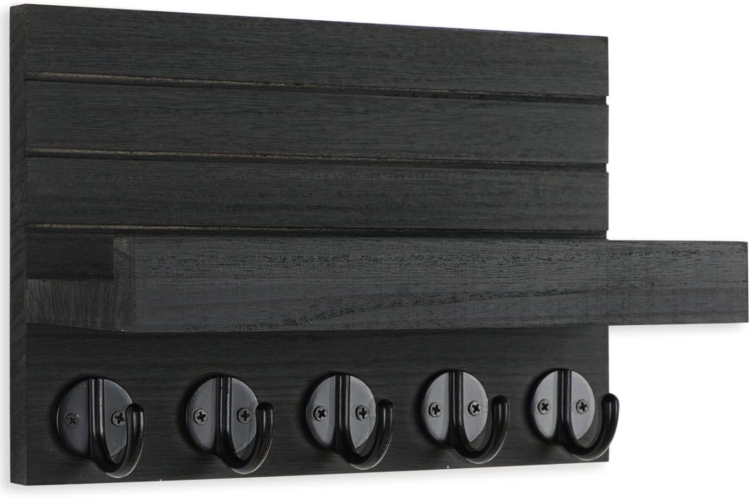 Wall Mounted Wood Key Holder and Mail Organizer with Shelf - Image 2