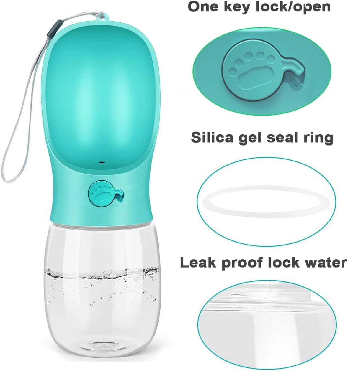 Leak-Proof Portable Dog Water Bottle for Walking and Travel, 12oz - Image 2