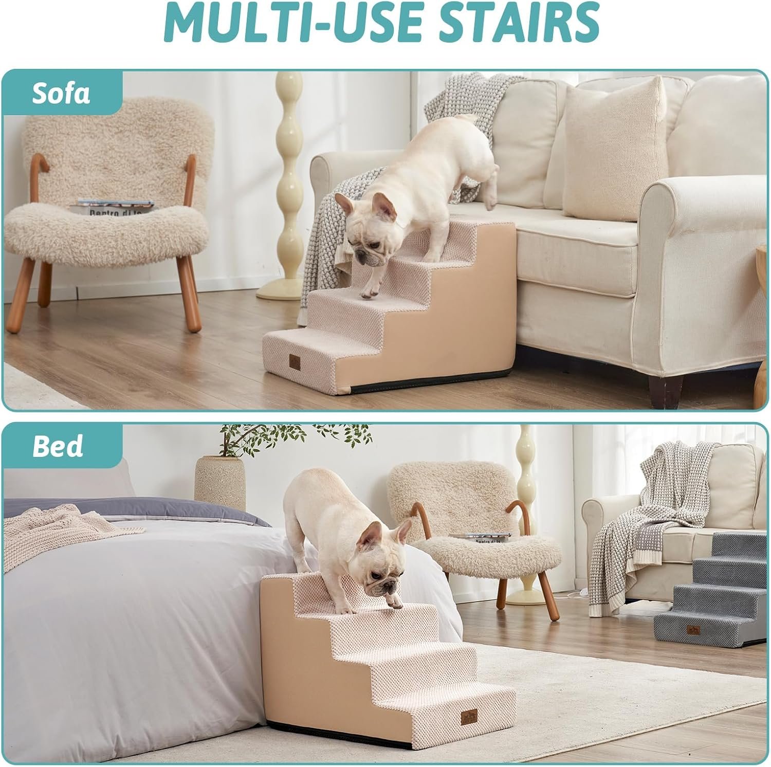 Non-Slip Dog Steps for High Beds, 17.7-Inch Height for Puppies - Image 2