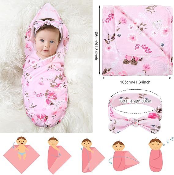 5-Piece Mommy and Me Matching Hospital Robe and Swaddle Set - Image 3