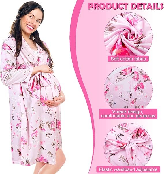 5-Piece Mommy and Me Matching Hospital Robe and Swaddle Set - Image 2