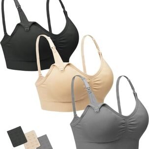 Wireless Nursing Bras for Breastfeeding with Removable Pads and Extenders