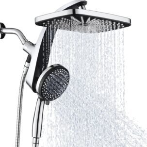 High Pressure Rain Shower Head Combo with 10 Spray Handheld