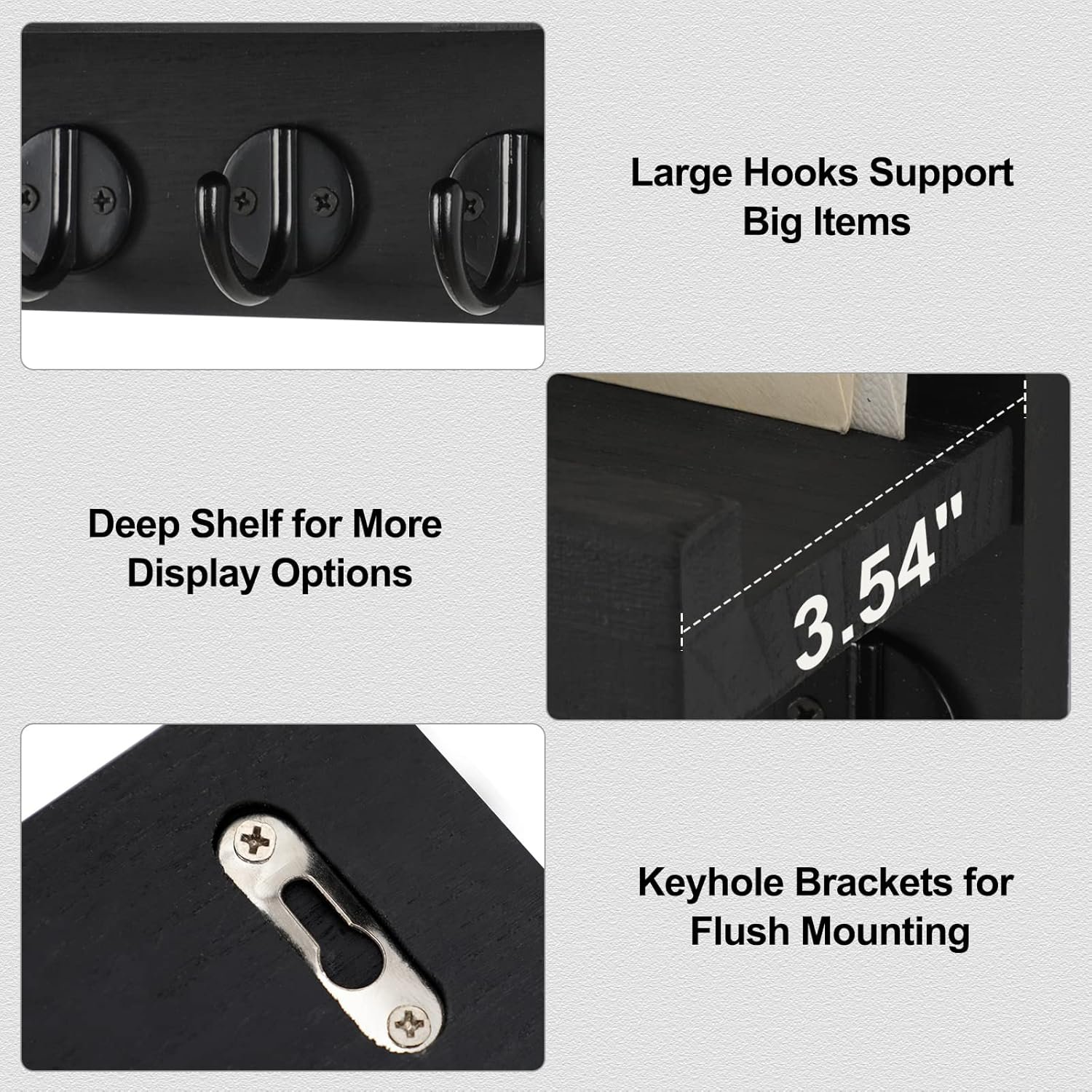 Wall Mounted Wood Key Holder and Mail Organizer with Shelf - Image 3