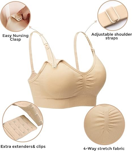 Wireless Nursing Bras for Breastfeeding with Removable Pads and Extenders - Image 3
