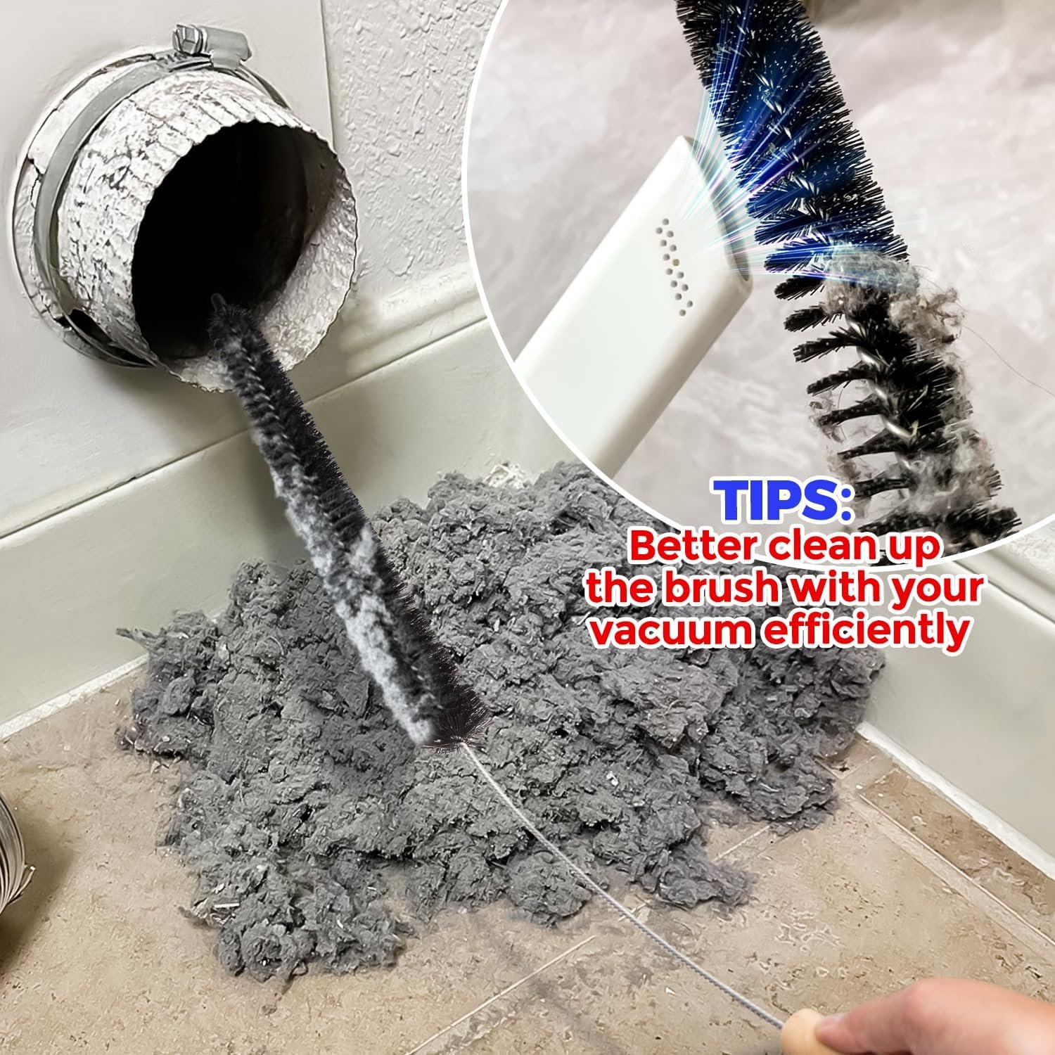2-Pack Stainless Steel Dryer Vent Cleaner Kit and Lint Brush - Image 3