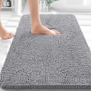 Extra Soft Absorbent Chenille Bathroom Rug with Non Slip Rubber Backing