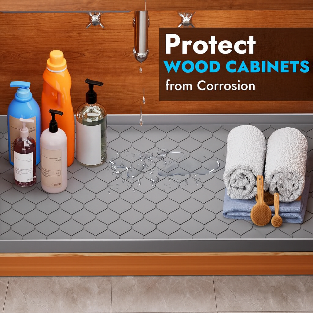 Waterproof Silicone Under Sink Mat for Kitchen Cabinets and Bathrooms - Image 2