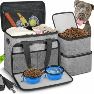 6-Piece Dog Travel Bag Set with Food Containers and Bowls