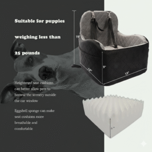 Elevated Dog Car Seat for Small Dogs, Washable Booster Cushion