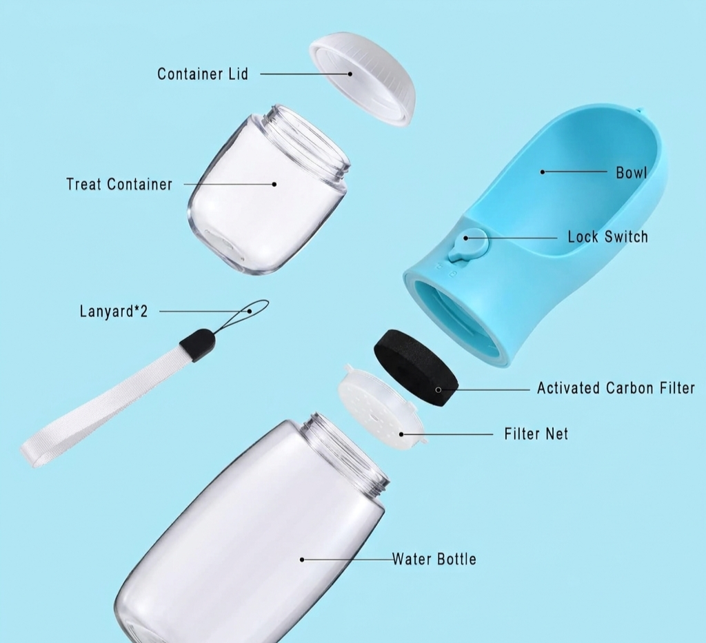 Portable Dog Water Bottle and Food Container for Hiking Trips - Image 4